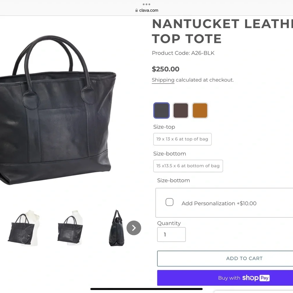 CLAVA NANTUCKET LEATHER TOTE - Picture 11 of 13
